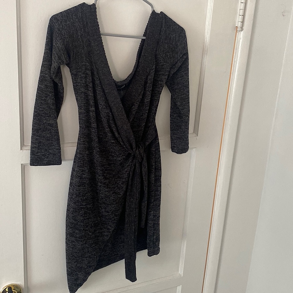 Fashion Nova Gray Wrap Sweater Dress NWT